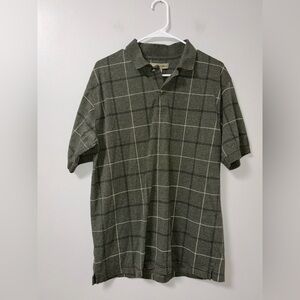 Basic equipment green checkered polo men’s M